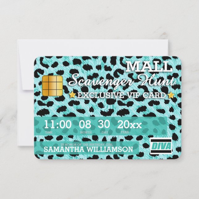 Credit Card Mall Scavenger Hunt Party Invitation (Front)