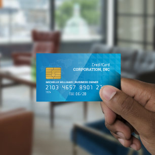 Credit Card   Map of The World   Geometric Blue