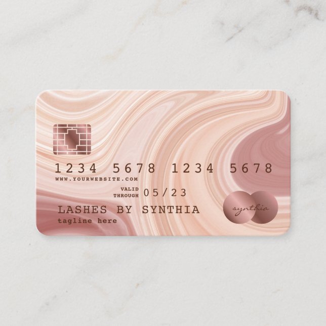 Credit Card Modern Dusty Pink Marble Makeup Artist (Front)