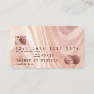 Credit Card Modern Dusty Pink Marble Makeup Artist