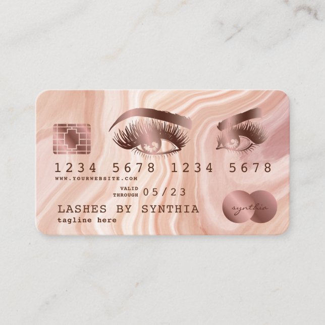Credit Card Modern Dusty Pink Marble Makeup Artist (Front)
