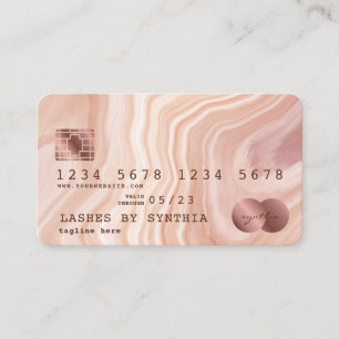Credit Card Modern Dusty Pink Marble Makeup Artist