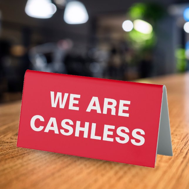 Credit Card Only Cashless Business (Red Credit Card Only Cashless Business Table Tent Sign)