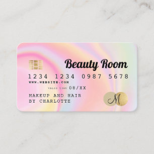 Credit card pink rainbow unicorn marble monogram