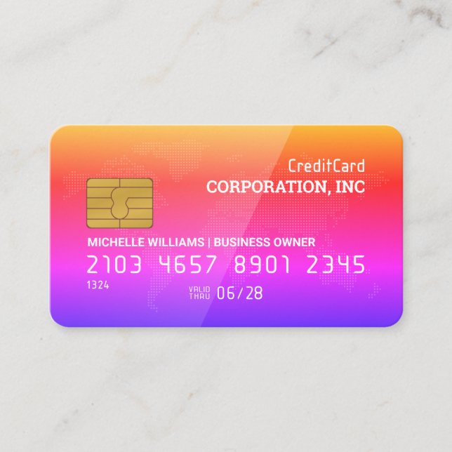 Credit Card | Red Gloss | Map of The World (Front)