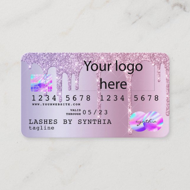 Credit Card Rose Gold Dripping Gold add your logo (Front)