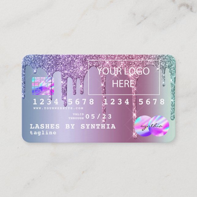 Credit Card Rose Gold Dripping Gold add your logo (Front)