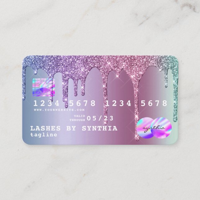 Credit Card Rose Gold Dripping Gold mermaid (Front)