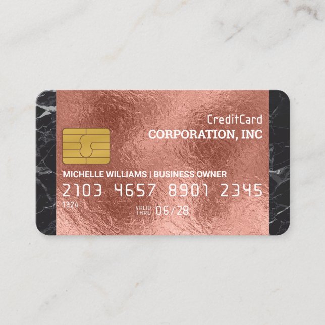 Credit Card | Rose Gold Foil | Marble Trim (Front)