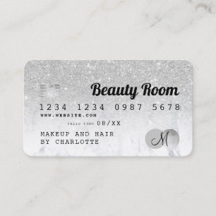 Credit card silver glitter marble chic beauty