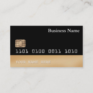 Credit Card style BUSINESS CARD 2-sided black gold