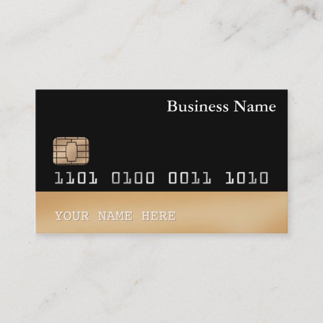 Credit Card style BUSINESS CARD 2-sided black gold (Front)