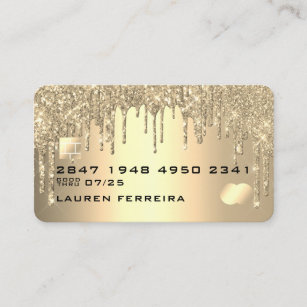 Credit Card Style Gold Glitter Drips Business Card