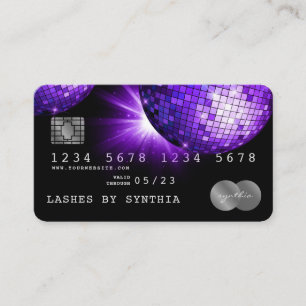 Credit Card Style Purple Violet Disco Ball 70s