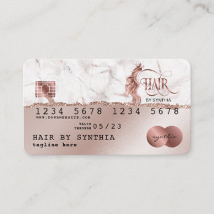 Credit Card Style RoseGold Hair Stylist Torn paper