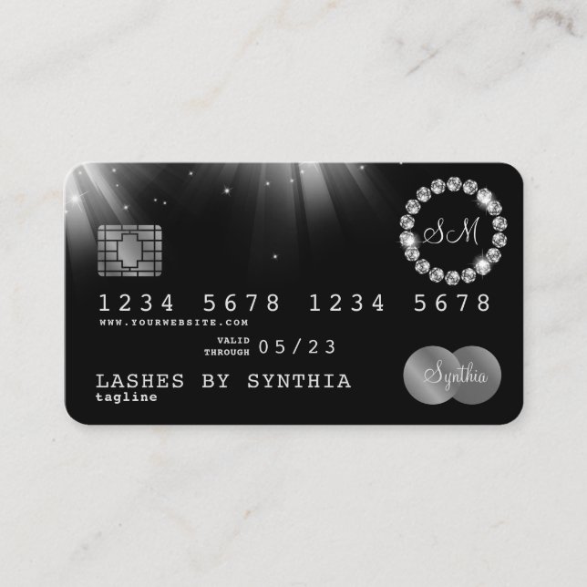 Credit Card Style Silver Diamond monogram (Front)