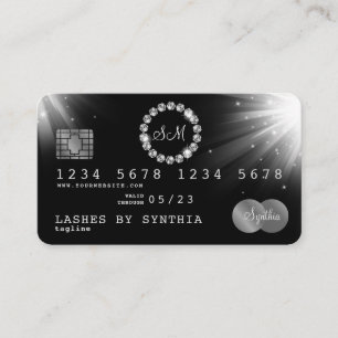 Credit Card Style Silver Diamond monogram