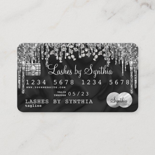 Credit Card Style Silver Diamond your name (Front)