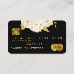 Credit Card Styled Black  Floral Gold