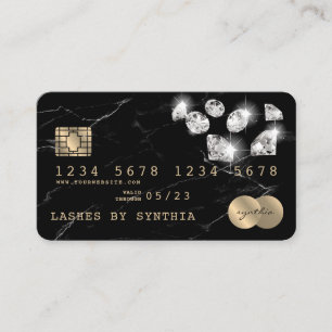 Credit Card Styled Black marble Diamonds