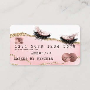 Credit Card Styled Blush Pink Agate Long Lashes