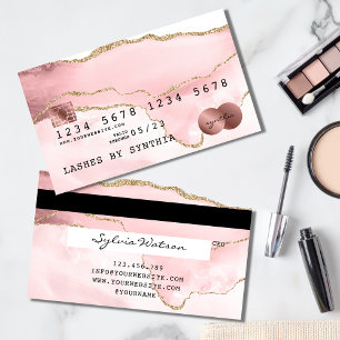 Credit Card Styled Blush Pink Agate Rose Gold