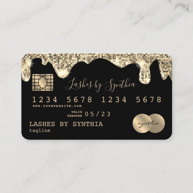 Credit Card Styled Dripping Gold add name (Front)