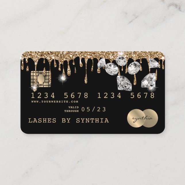 Credit Card Styled Dripping Gold Diamonds (Front)