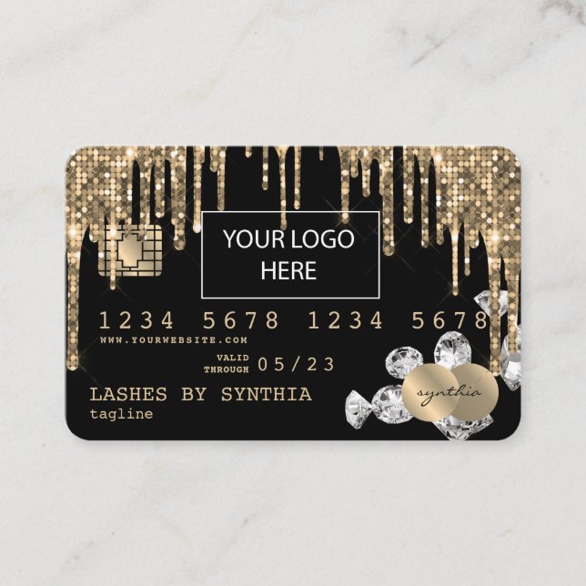 Credit Card Styled Dripping Gold diamonds (Front)