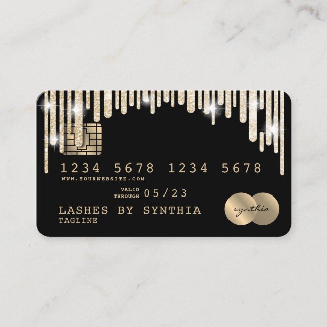 Credit Card Styled Dripping Gold glitter (Front)