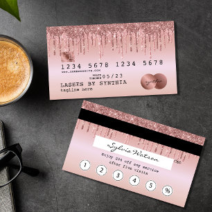 Credit Card Styled Dripping Rose Gold Loyalty card