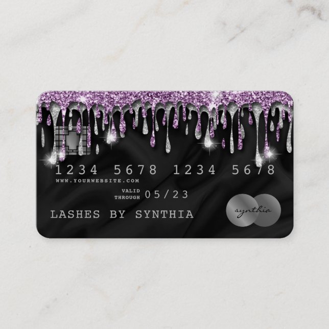 Credit Card Styled Dripping Violet Silk (Front)