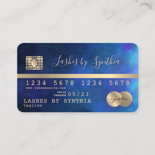 Credit Card Styled Gold and Navy QR code (Front)