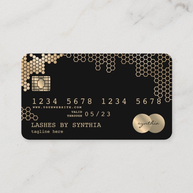 Credit Card Styled gold honeycomb feminine (Front)