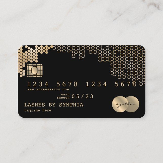 Credit Card Styled gold honeycomb feminine (Front)