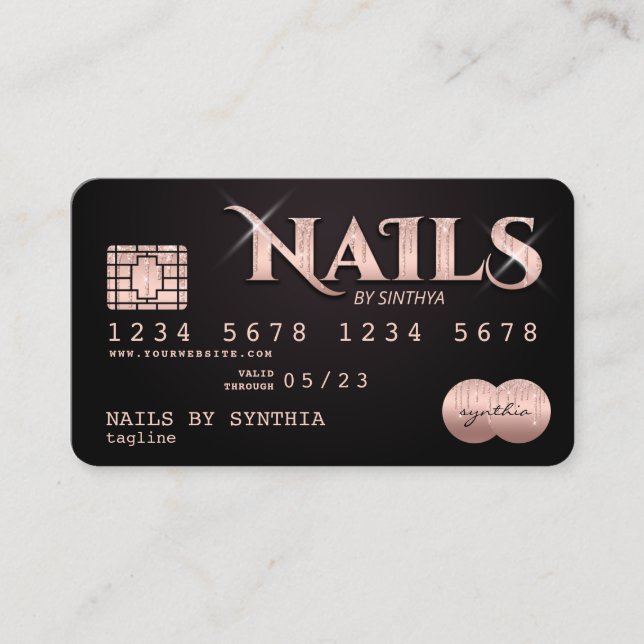 Credit Card Styled Nails technician nail art (Front)