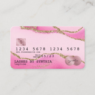 Credit Card Styled Pink Agate Gold Makeup