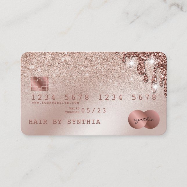 Credit Card Styled Rose Gold Confetti (Front)