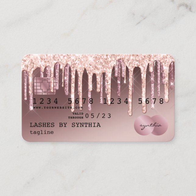 Credit Card Styled Rose Gold Dripping Gold (Front)