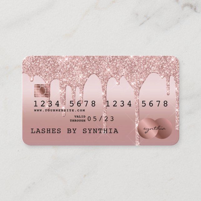 Credit Card Styled Rose Gold Dripping Gold (Front)