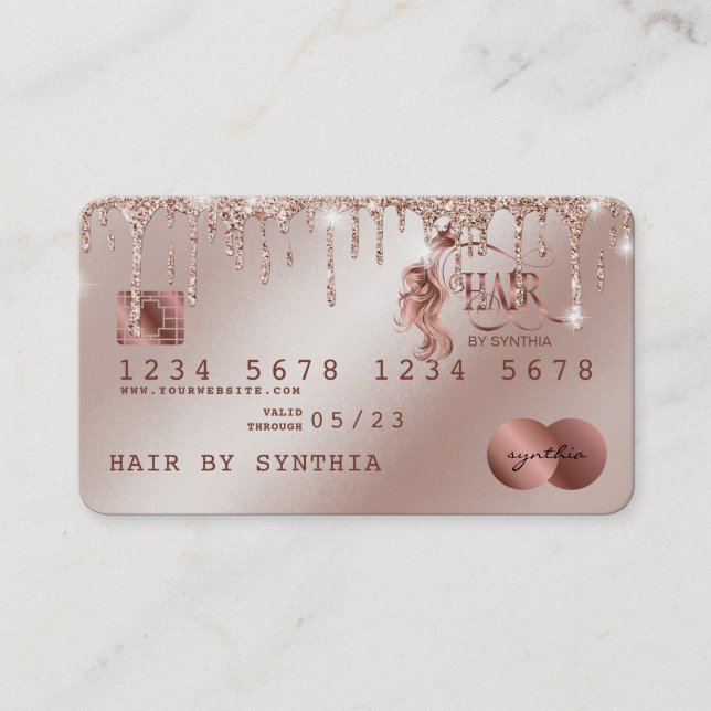 Credit Card Styled Rose Gold Drips Hair Stylist (Front)