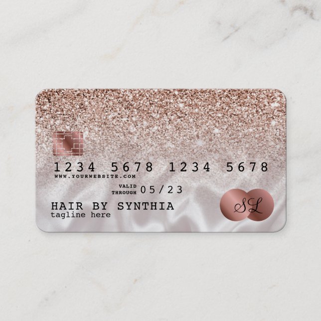 Credit Card Styled Rose Gold Glitter (Front)