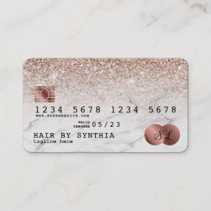 Credit Card Styled Rose Gold Glitter