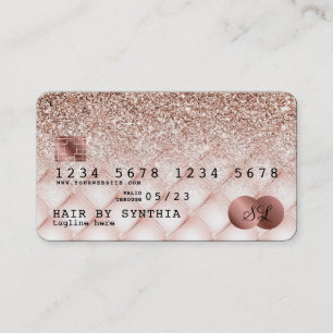 Credit Card Styled Rose Gold Glitter