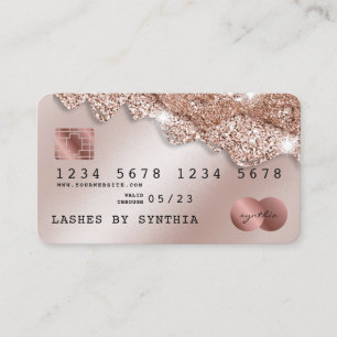 Credit Card Styled Rose Gold Glitter Drips