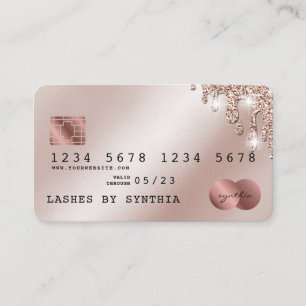 Credit Card Styled Rose Gold Glitter Drips