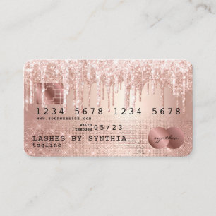 Credit Card Styled Rose Gold Glitter Drips