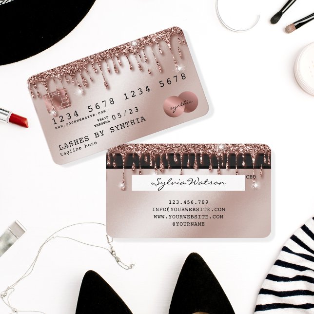 Credit Card Styled Rose Gold Glitter Drips (Creator Uploaded)