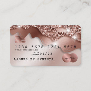 Credit Card Styled Rose Gold Glitter Drips