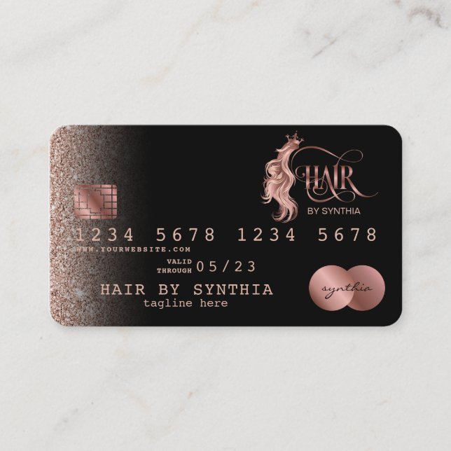 Credit Card Styled Rose Gold Hair Stylist (Front)